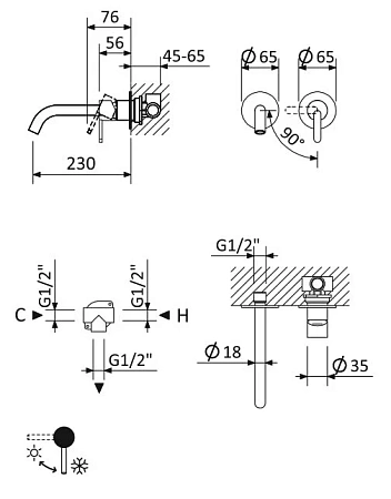 Смеситель для раковины Cezares Leaf LEAF-BLI2-L-SS золото