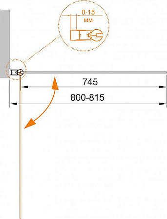 Шторка на ванну Cezares ECO-O-V-1-80/140-C-Cr стекло прозрачное