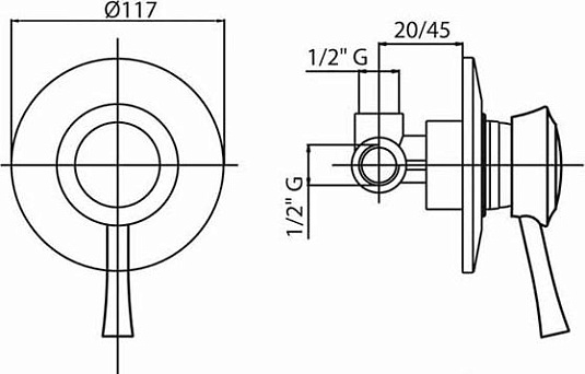 Смеситель для душа Cezares GIUBILEO-DIM-02, бронза