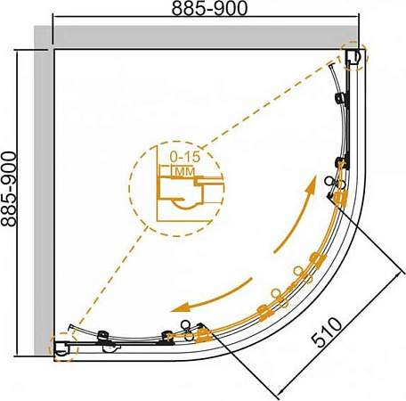 Душевой уголок Cezares GIUBILEO-R-2-90-SCORREVOLE-PP-St