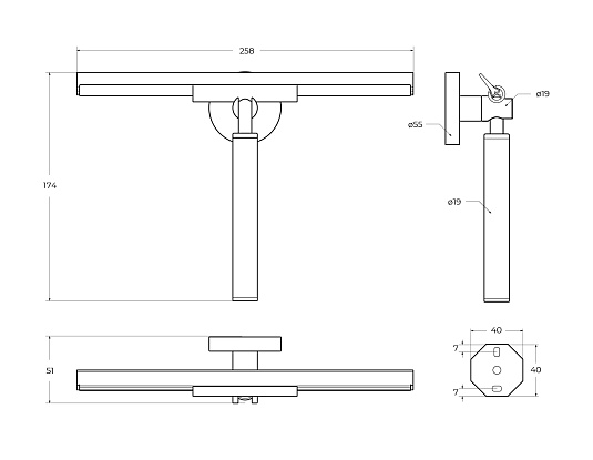 Скребок для душа Cezares Relax RELAX-SV-NOP черный матовый