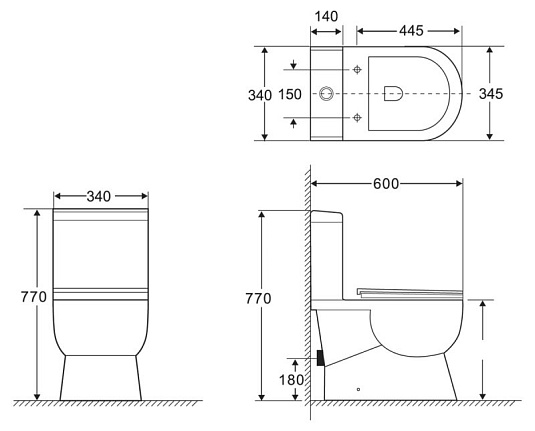 Унитаз-компакт BelBagno Ricco BB275CPR безободковый с бачком BB275T