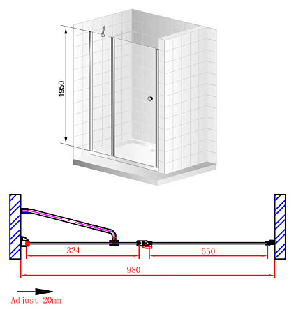Душевая дверь в нишу Cezares Elena B12 100 P Cr L