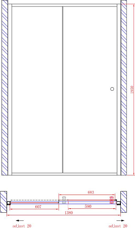 Душевая дверь в нишу Cezares Anima W BF1 140 P Cr