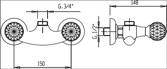Смеситель для душа Cezares ATLANTIS-DS-01-Sw, хром