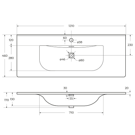 Накладная раковина Cezares Molveno 121 CZR-8099-120 белый глянец