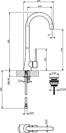 Смеситель для раковины Cezares TINK-LC-NB, никель