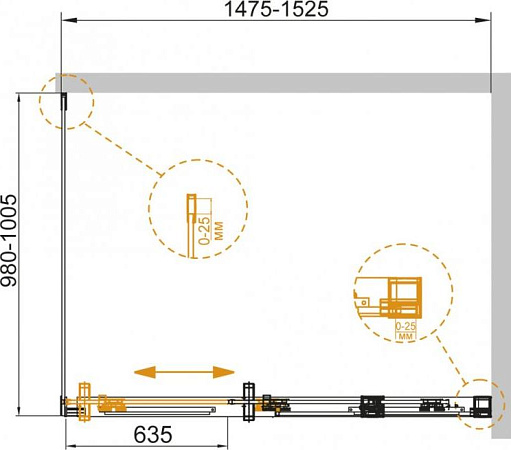 Душевая дверь в нишу Cezares DUET SOFT-BF-1-150-C-Cr