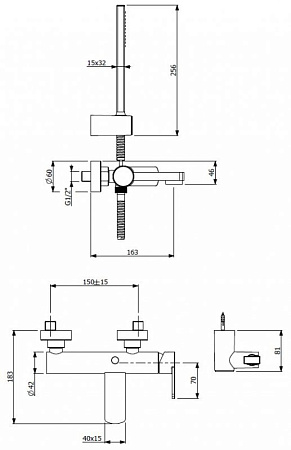 Смеситель для ванны и душа Cezares GLAM-VDM1-NOP, черный