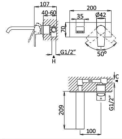 Смеситель для раковины Cezares Nautic NAUTIC-BLI-SR sunrise
