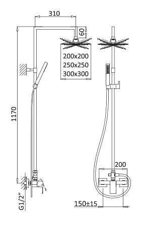 Душевая система Cezares Porta PORTA-CD-SS sunset