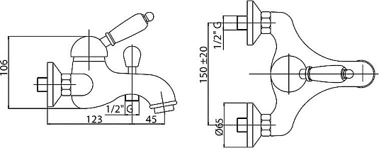 Смеситель Cezares Elite ELITE-VM-01-Bi для ванны с душем