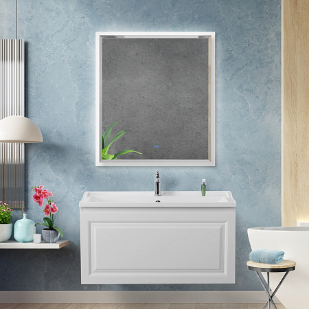 Зеркало Cezares 80х90 CZR-SPC-INT-800-900-LED-TCH-WARM-BL с подсветкой, Bianco Lucido