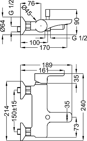Смеситель Cezares Dolce DOLCE-VM2-01-Cr для ванны с душем