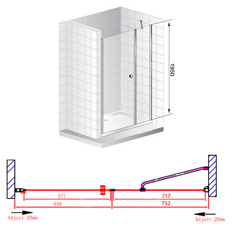 Душевая дверь в нишу Cezares Elena W B11 80/70 C Cr