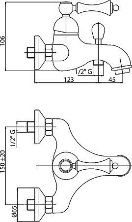 Смеситель Cezares Margot MARGOT-VM-03/24-Bi для ванны с душем