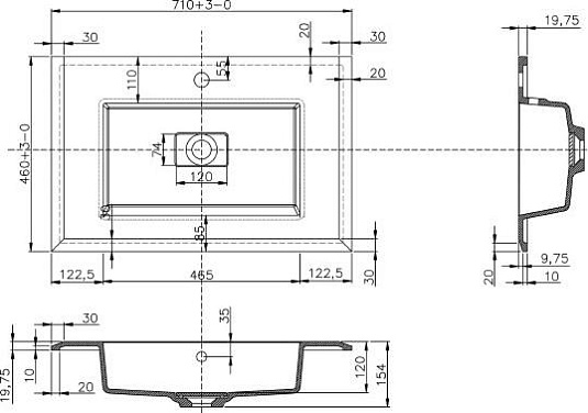 Мебельная раковина Cezares Bellagio 71 50212 bianco opaco