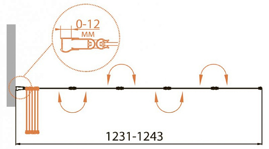 Шторка на ванну Cezares RELAX-V-5-120/140-C-Bi стекло прозрачное