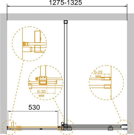 Душевая дверь в нишу Cezares STREAM-BF-1-130-C-Cr стекло прозрачное