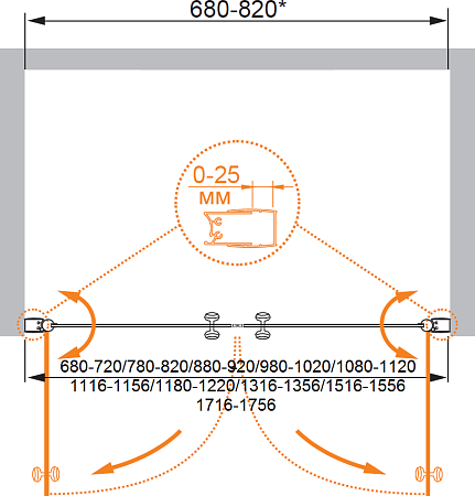 Душевая дверь в нишу Cezares ELENA-W-B-2-180-C-Cr стекло прозрачное