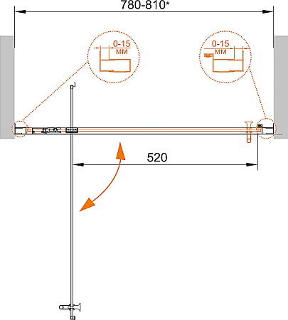 Душевая дверь в нишу Cezares Eco O BA 1 80 C Cr стекло прозрачное