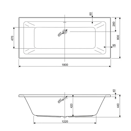 Акриловая ванна Cezares Plane Mini MINI-180-80-42-W37 белый
