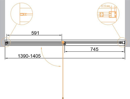 Душевая дверь Cezares Urban 140 URBAN-B-12-140-C-CR, профиль хром, стекло прозрачное