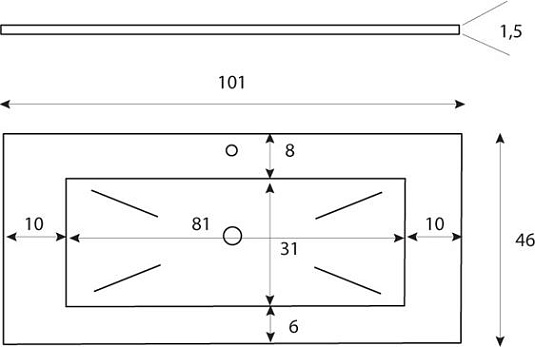Мебельная раковина 101 см Cezares Trend ORTR80/CR nero