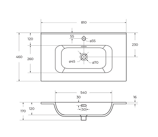 Накладная раковина Cezares Duet 81 CZR-8095-80 белый глянец