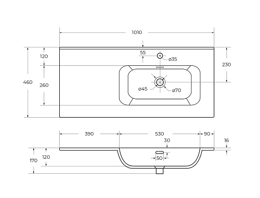 Накладная раковина Cezares Duet 101 CZR-8095-100-R белый глянец