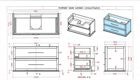 Тумба для комплекта Cezares Tiffany 54952 nero grafite