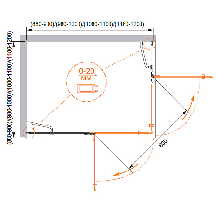 Душевой уголок Cezares BERGAMO-W-A-2-100-C-Cr 100x100, хром, стекло прозрачное