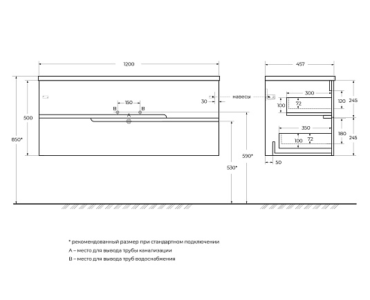 Тумба под раковину Cezares Duet-n 120 DUET-N-1200-2C-SO-PS-P фисташковый софт