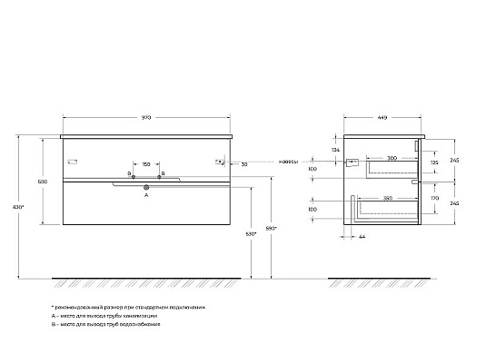 Тумба под раковину Cezares Duet 100 DUET-1000-2C-SO-BL белый
