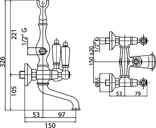 Смеситель Cezares First FIRST-VD-02-Bi для ванны с душем
