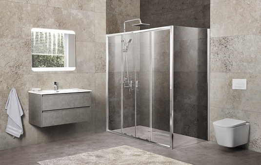 Душевой уголок BelBagno UNIQUE-AH-21-150/180-80-C-Cr стекло прозрачное