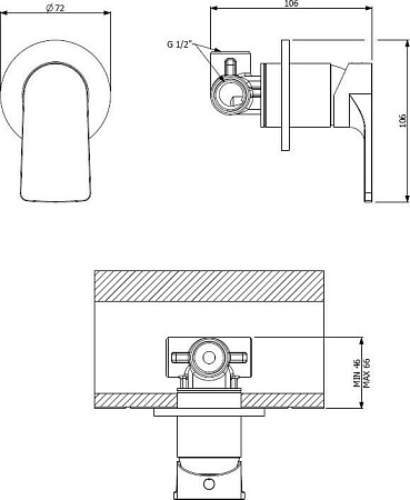 Смеситель для душа Cezares LAGOS-DIM-NB, никель