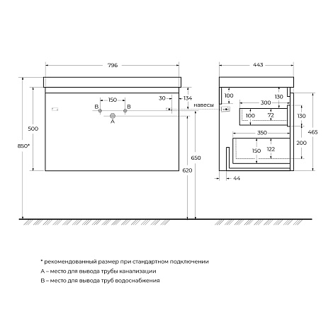 Тумба под раковину Cezares Giubileo 79.6 GIUBILEO-N-80-1C-SO-BL Bianco Lucido