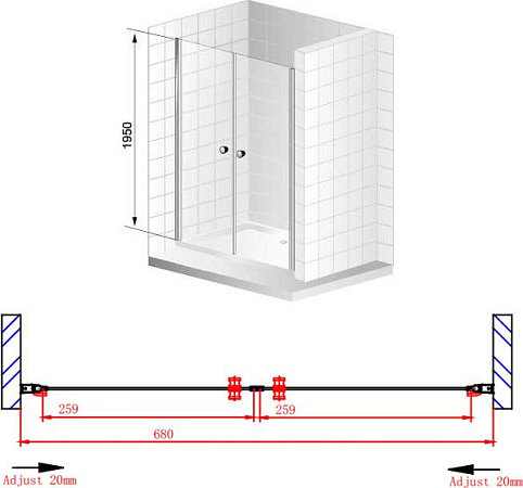 Душевая дверь в нишу Cezares Elena W B2 70 C Cr