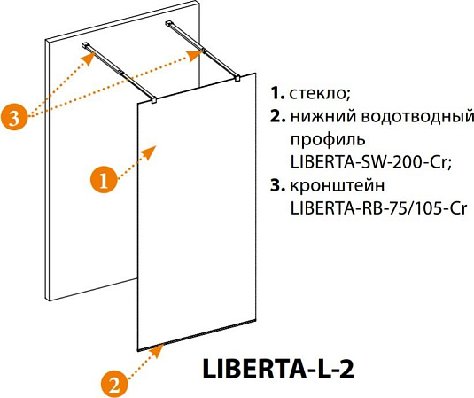 Душевая перегородка Cezares LIBERTA-L-2-120-C-Cr