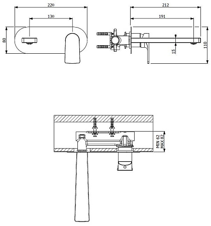Смеситель для раковины Cezares LAGOS-BLI1-NOP, черный