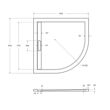 Душевой поддон Cezares 90х90 TRAY-AS-R-90-30-W белый