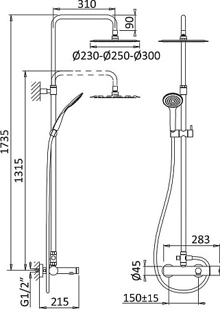 Душевая стойка Cezares CZR-B-CVD-01, хром