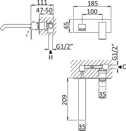 Смеситель для раковины Cezares PORTA-BLI-01-W0, хром
