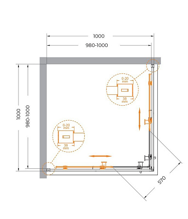 Душевой уголок CEZARES RELAX-304-A-2-100-C-GM