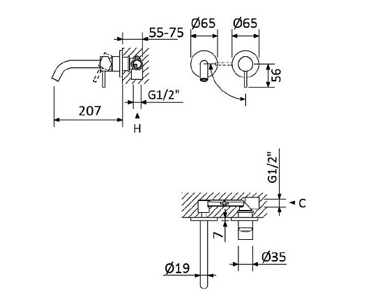 Смеситель для раковины Cezares Leaf LEAF-BLI2-20-L-SR sunrise
