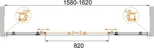 Душевая дверь в нишу Cezares ANIMA-W-BF-2-160-C-Cr стекло прозрачное