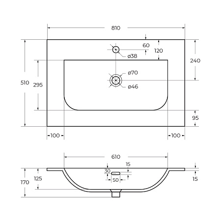 Накладная раковина Cezares Molveno 81 CZR-8099-80/50 белый глянец
