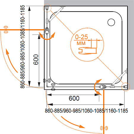 Душевой уголок Cezares TRIUMPH-D-A-22-100-P-Cr стекло punto
