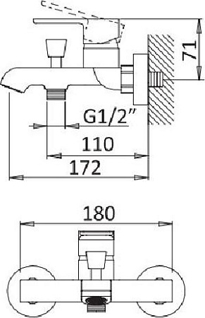 Смеситель для ванны и душа Cezares NAUTIC-VM-01, хром